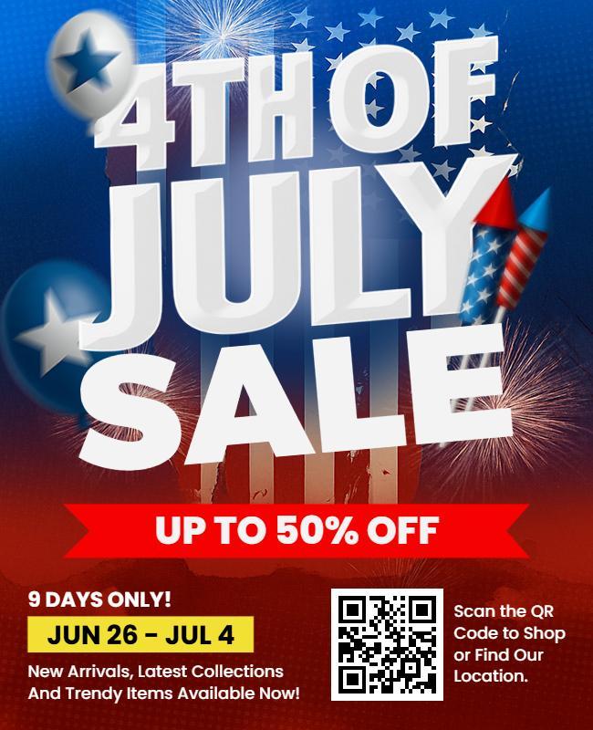 Patriotic Fourth of July Sale Celebration Flyer Template