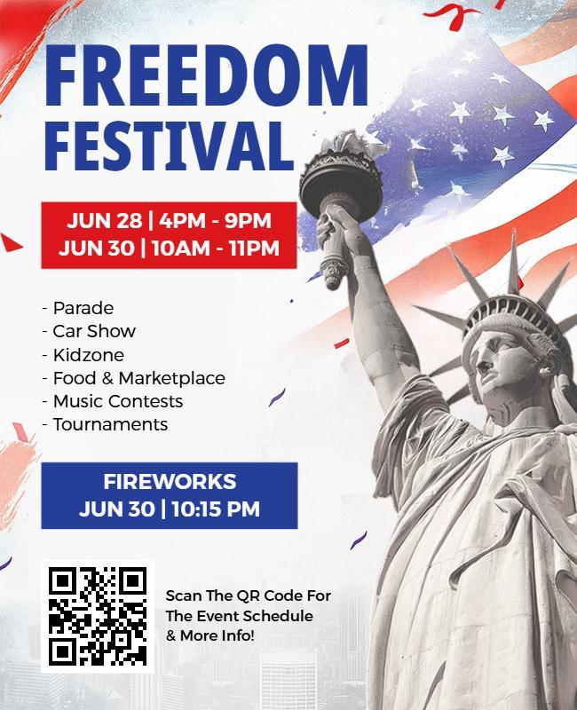 Patriotic Freedom Festival with Statue of Liberty Flyer Template