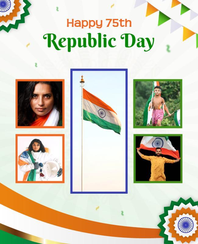 Patriotic Green and Orange Republic Day Celebration Poster Template