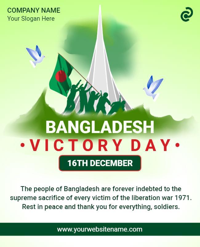 Patriotic Green Bangladesh Victory Day Celebration Poster Template