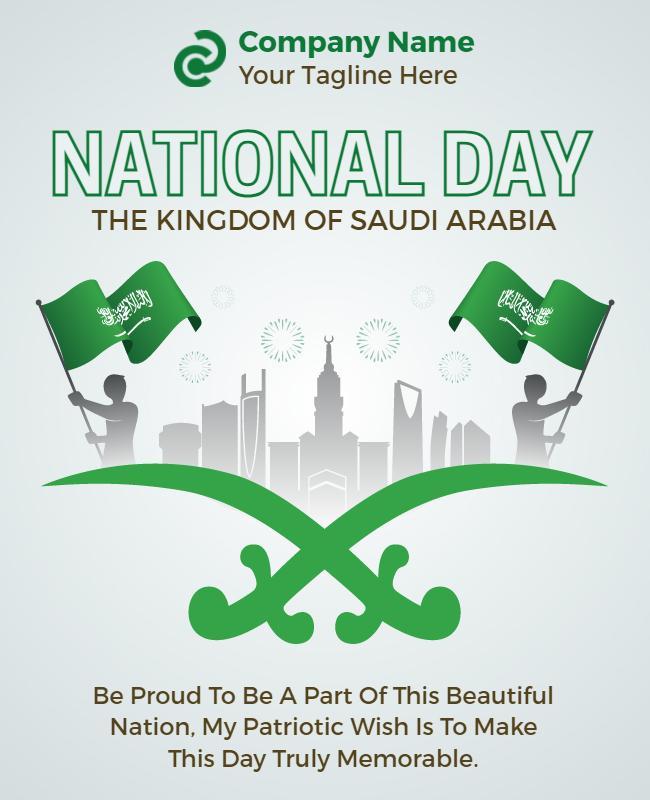 Patriotic Green Saudi National Day Celebration Poster Template