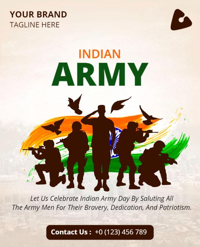 Patriotic Indian Army Day Celebration Poster Template