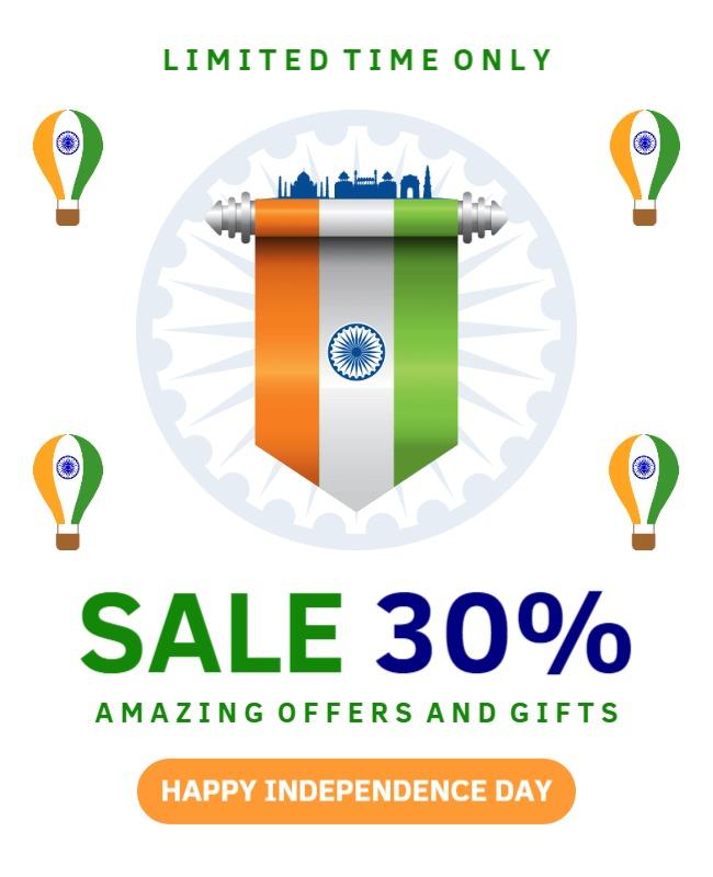 Patriotic Indian Flag Independence Day Sale Poster Template