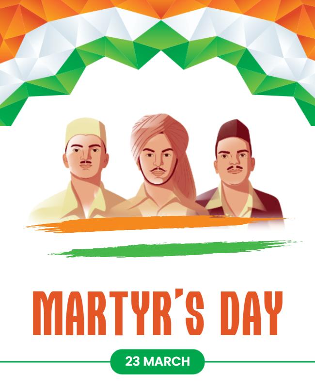 Patriotic Indian Martyr's Day Commemoration Poster Template