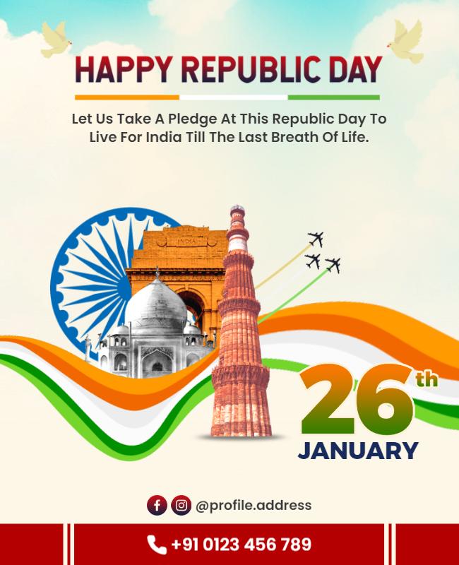 Patriotic Indian Republic Day Celebration Poster Template