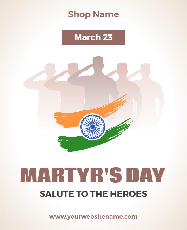 Patriotic Indian Theme for Martyr's Day Tribute Poster Template