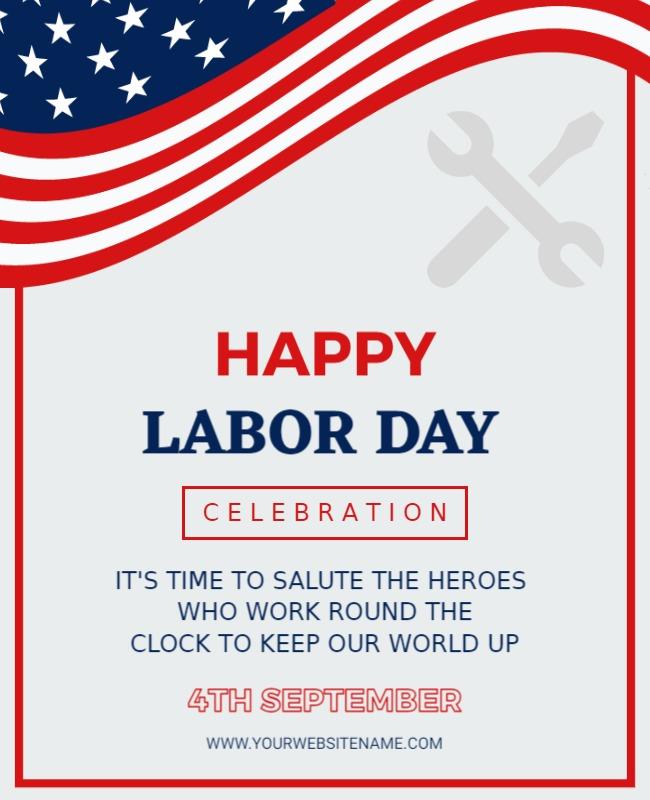 Patriotic Labor Day Celebration with American Flag Poster Template