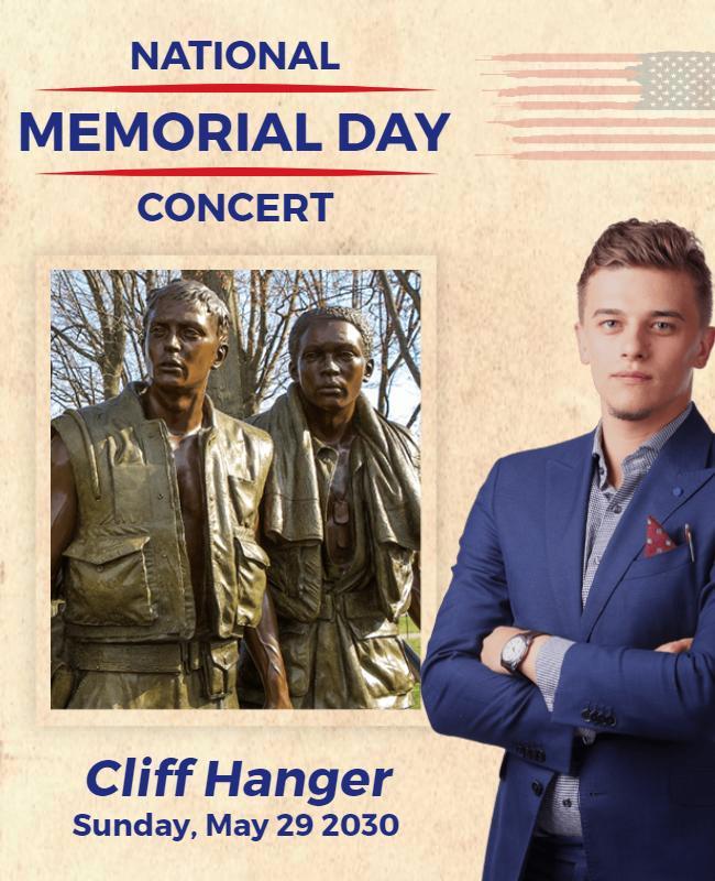 Patriotic Memorial Day Concert Featuring Historical Tribute Poster Template