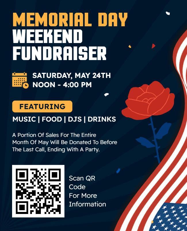 Patriotic Memorial Day Weekend Fundraiser Flyer Template