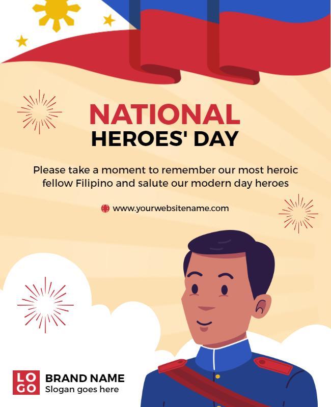 Patriotic National Heroes' Day Celebration Poster Template