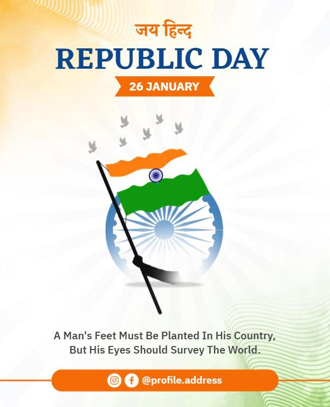 Patriotic Orange Republic Day Celebration Poster Template