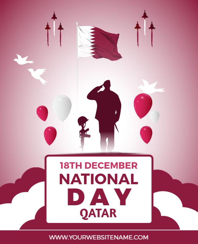 Patriotic Qatar National Day Celebration Poster Template
