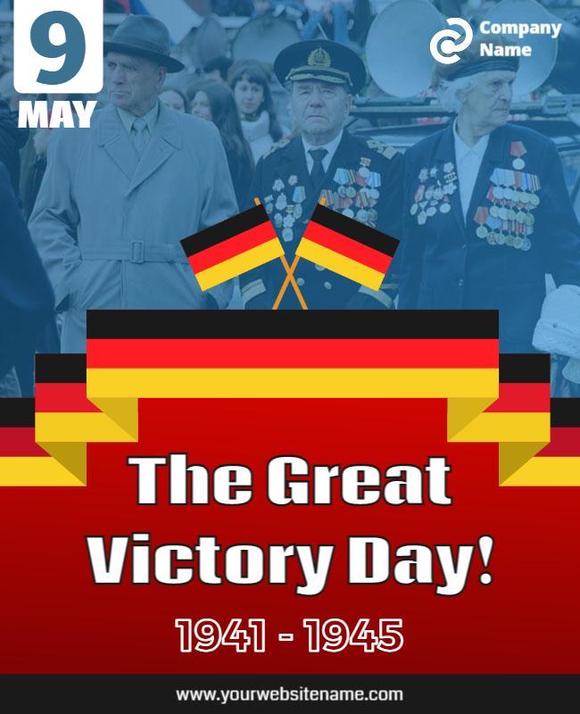 Patriotic Red and Black Victory Day Celebration Poster Template