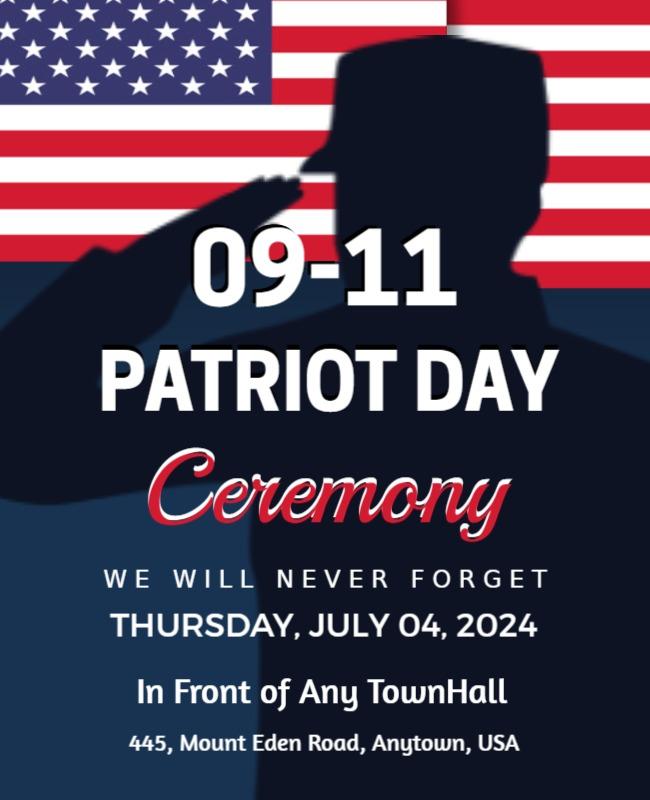 Patriotic Red and Blue 9-11 Remembrance Ceremony Poster Template