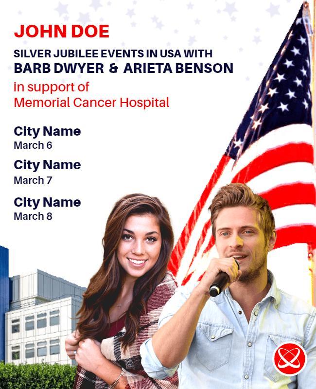Patriotic Red and Blue Charity Concert Event Poster Template