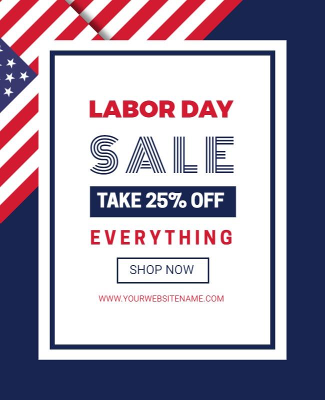 Patriotic Red and Blue Labor Day Sale Poster Template