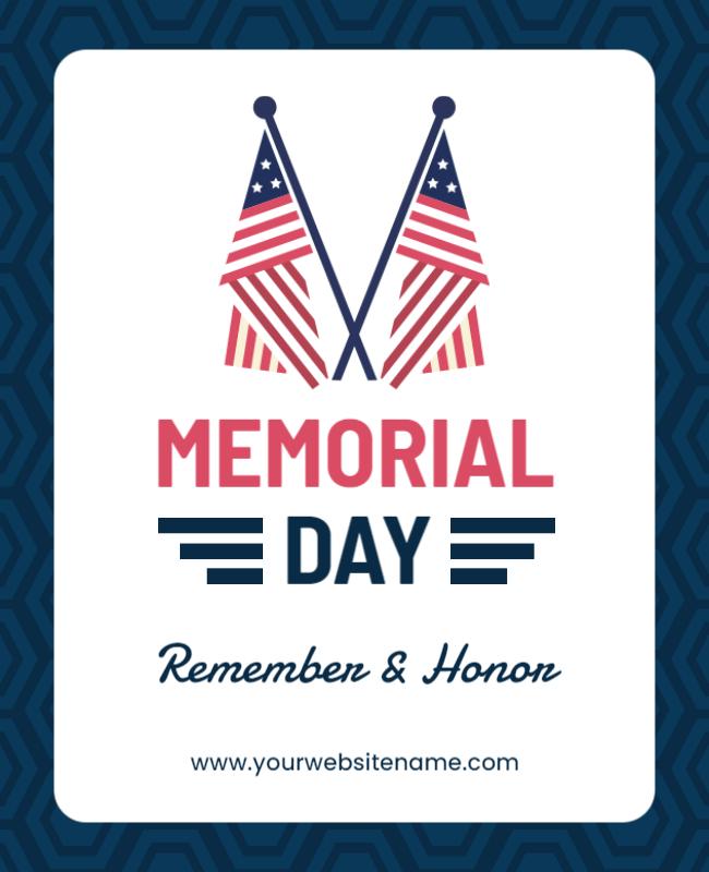 Patriotic Red and Blue Memorial Day Remember and Honor Poster Template