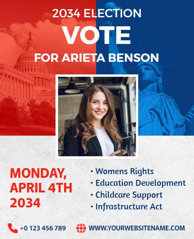 Patriotic Red and Blue Political Campaign Election Poster Template