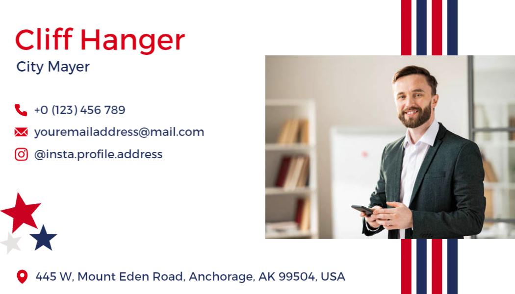 Patriotic Red and Blue Political Leader Business Card Template