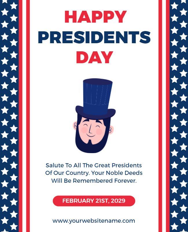 Patriotic Red and Blue Presidents Day Celebration Poster Template