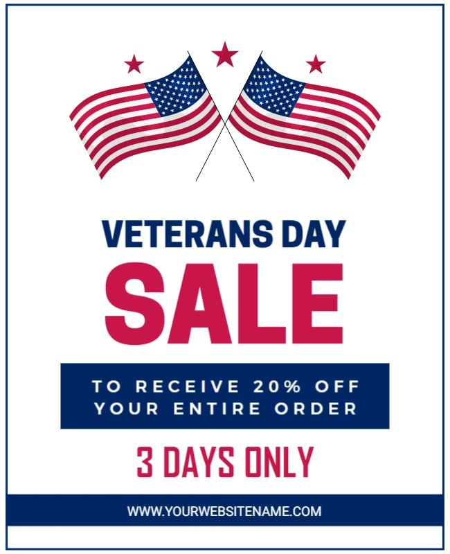Patriotic Red and Blue Veterans Day Sale Poster Template