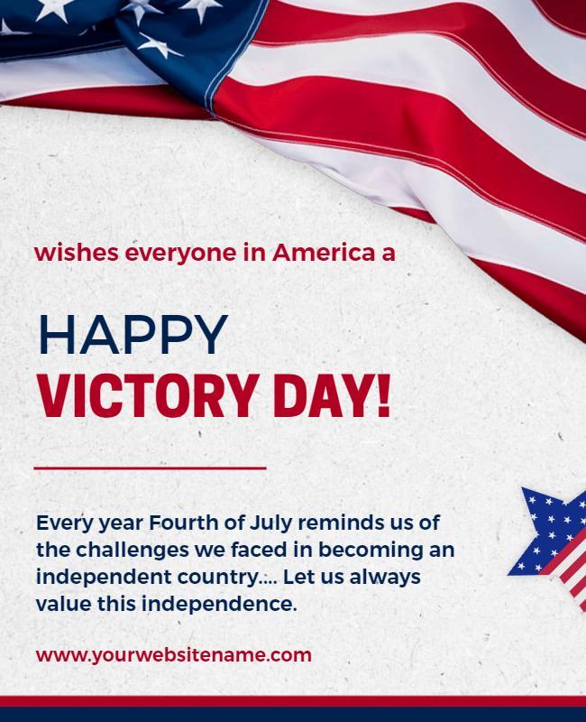 Patriotic Red and Blue Victory Day Celebration Flyer Template