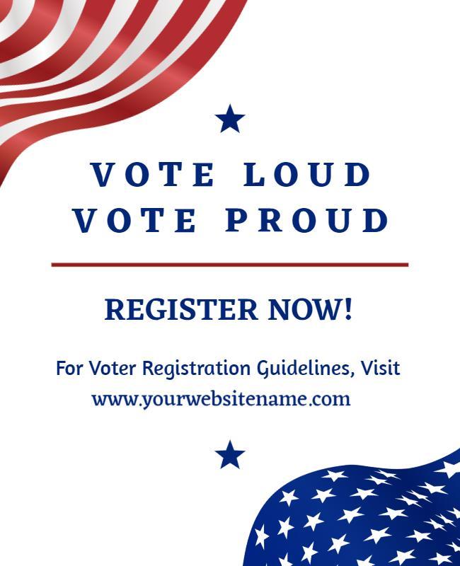 Patriotic Red and Blue Voter Registration Awareness Poster Template