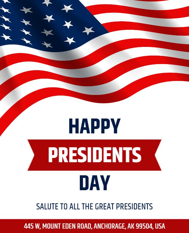 Patriotic Red and White Presidents Day Celebration Poster Template