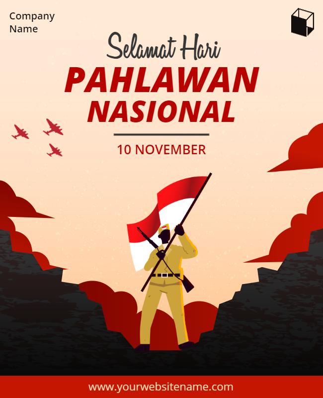 Patriotic Red and Yellow National Heroes Day Poster Template
