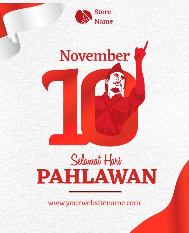 Patriotic Red Celebration for Hero's Day Poster Template