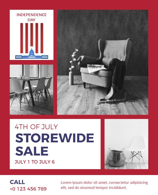 Patriotic Red Independence Day Storewide Sale Poster Template