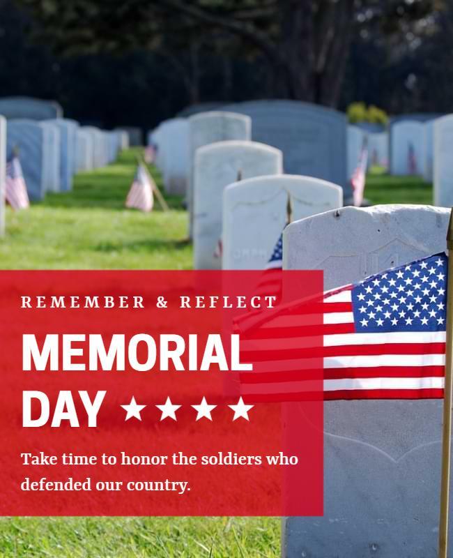 Patriotic Red Memorial Day Remembrance Poster Template
