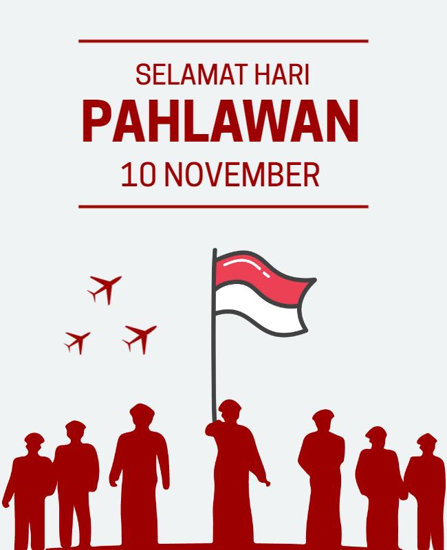 Patriotic Red Silhouette National Heroes Tribute Poster Template