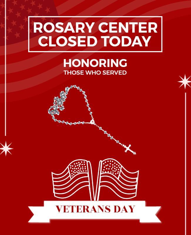 Patriotic Red Veterans Day Tribute Poster Template