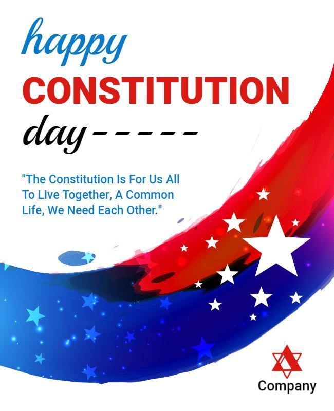 Patriotic Red White and Blue Constitution Day Celebration Poster Template