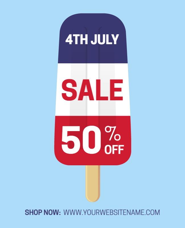 Patriotic Red, White, and Blue Ice Cream Sale Poster Template