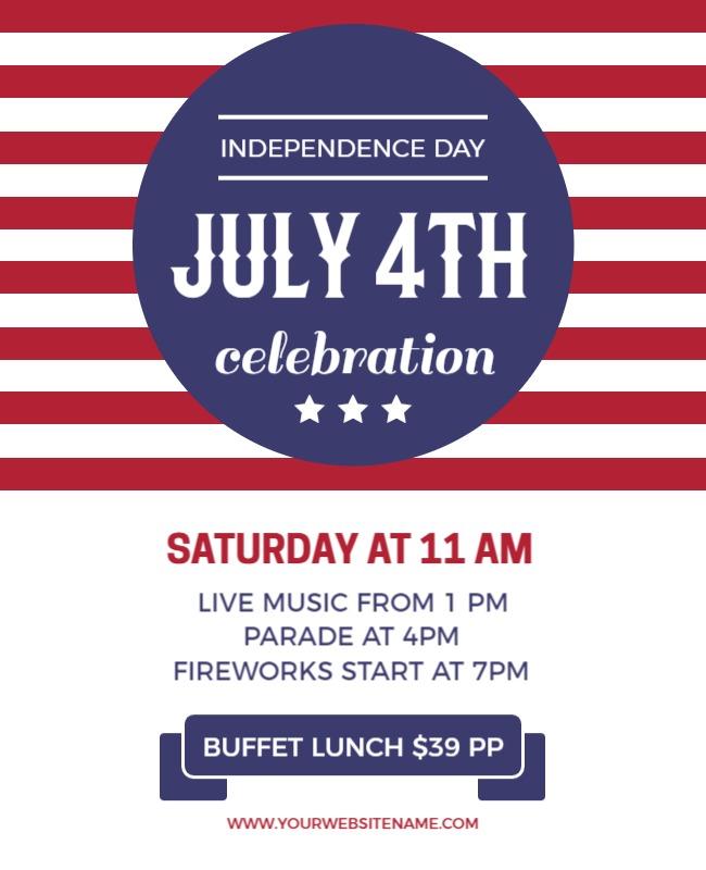 Patriotic Red White and Blue Independence Day Celebration Poster Template