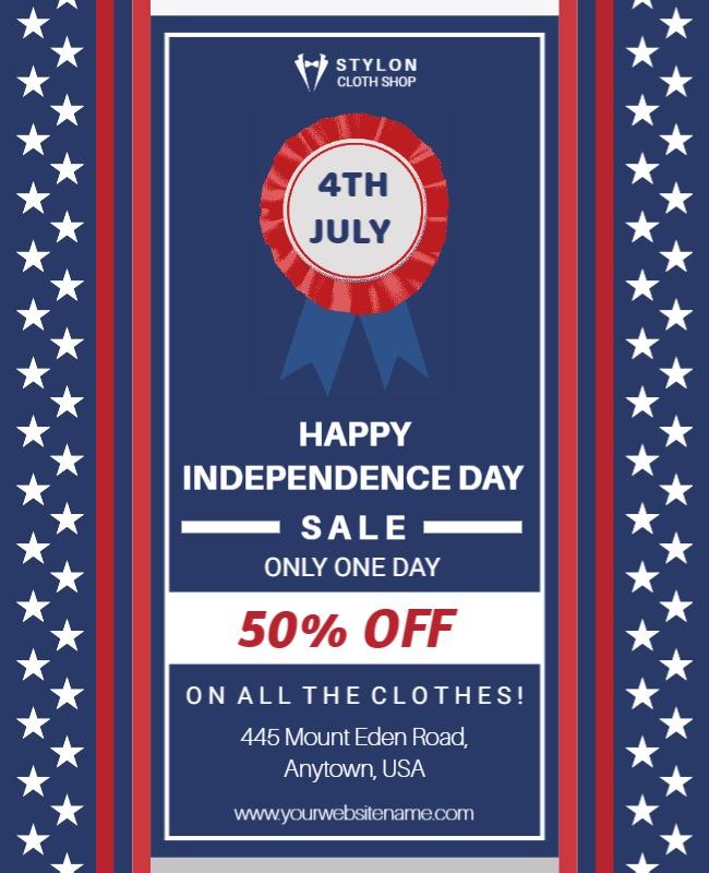 Patriotic Red White and Blue Independence Day Sale Poster Template