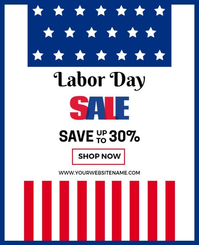 Patriotic Red White and Blue Labor Day Sale Poster Template