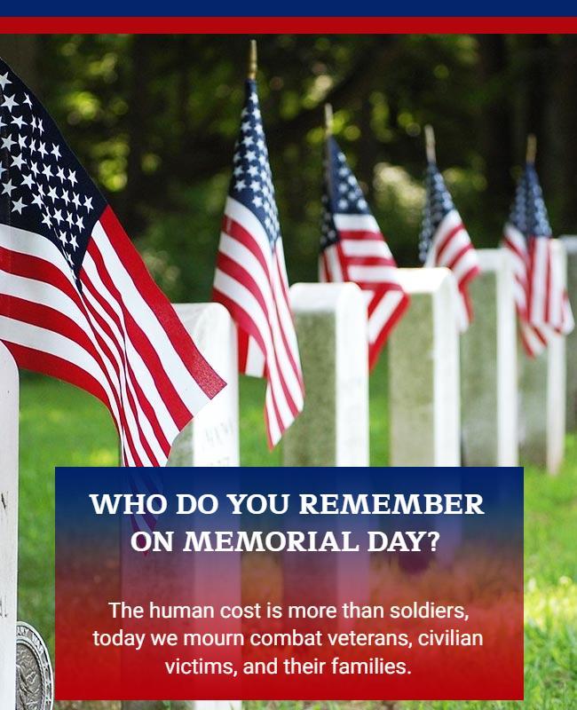 Patriotic Red White and Blue Memorial Day Tribute Poster Template