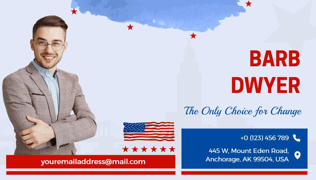 Patriotic Red White and Blue Political Campaign Business Card Template