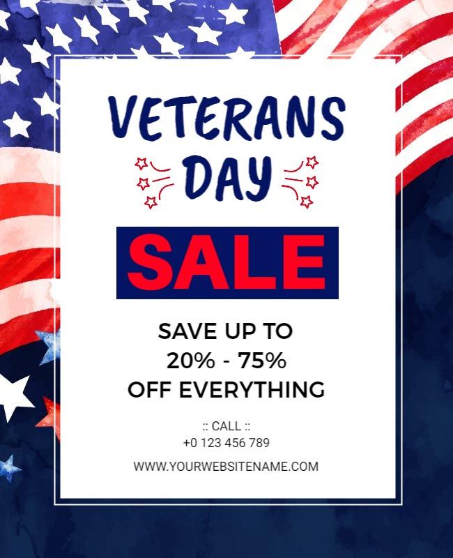 Patriotic Red, White, and Blue Veterans Day Sale Poster Template