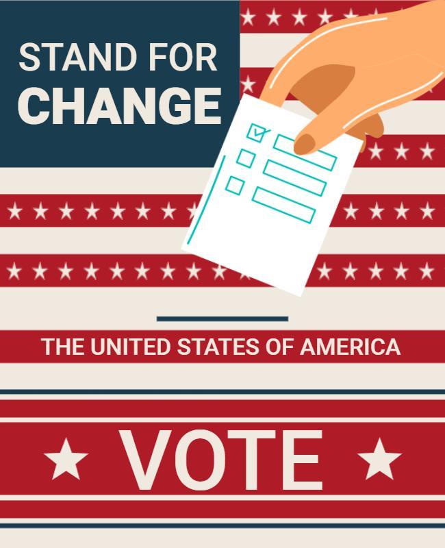 Patriotic Red White and Blue Voting Awareness Poster Template