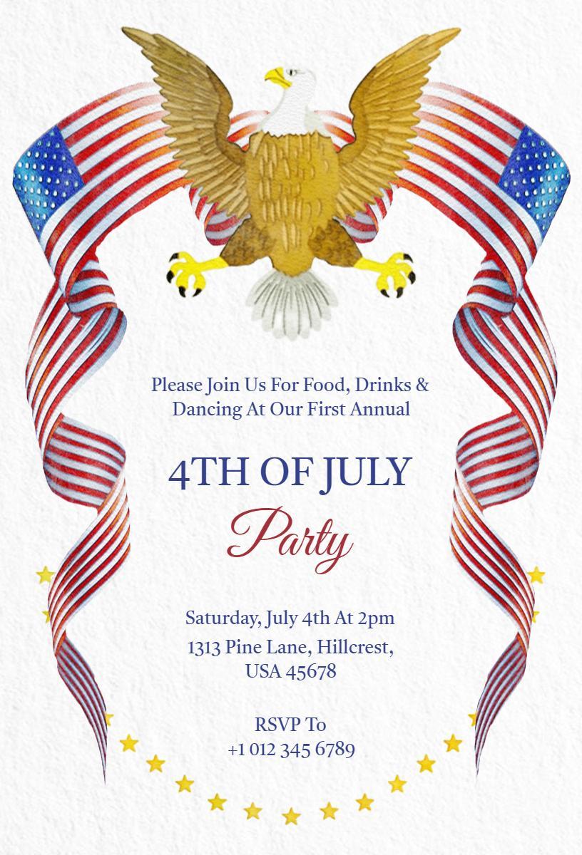 Patriotic Red White Blue 4th of July Celebration Invitation Template
