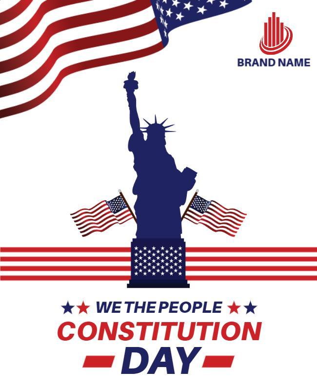 Patriotic Red White Blue Constitution Day Celebration Flyer Template