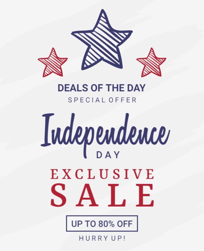 Patriotic Red White Blue Independence Day Sale Poster Template