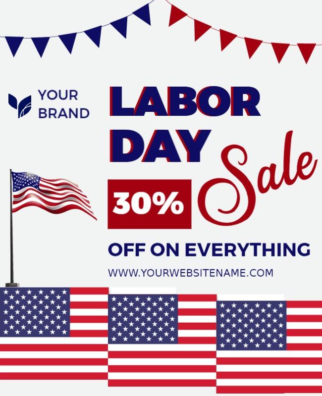 Patriotic Red White Blue Labor Day Sale Poster Template