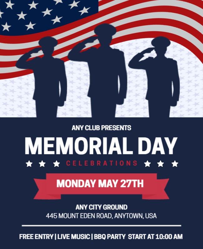 Patriotic Red White Blue Memorial Day Celebrations Poster Template