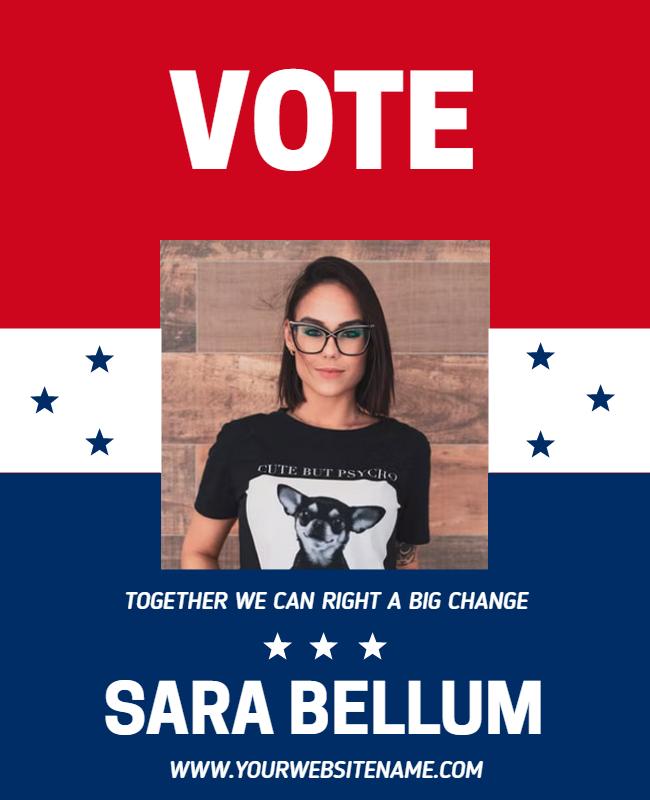 Patriotic Red White Blue Voting Campaign Poster Template