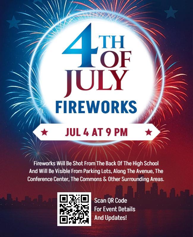 Patriotic Star-Spangled 4th of July Fireworks Flyer Template